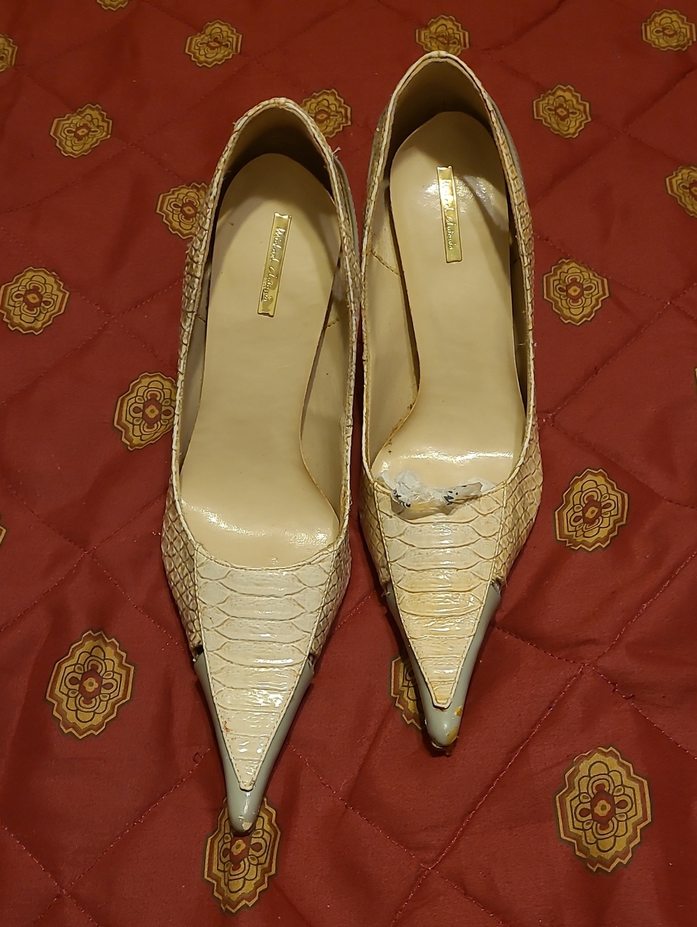 Beige Pointed-Toe Women's Heels - Textured Finish